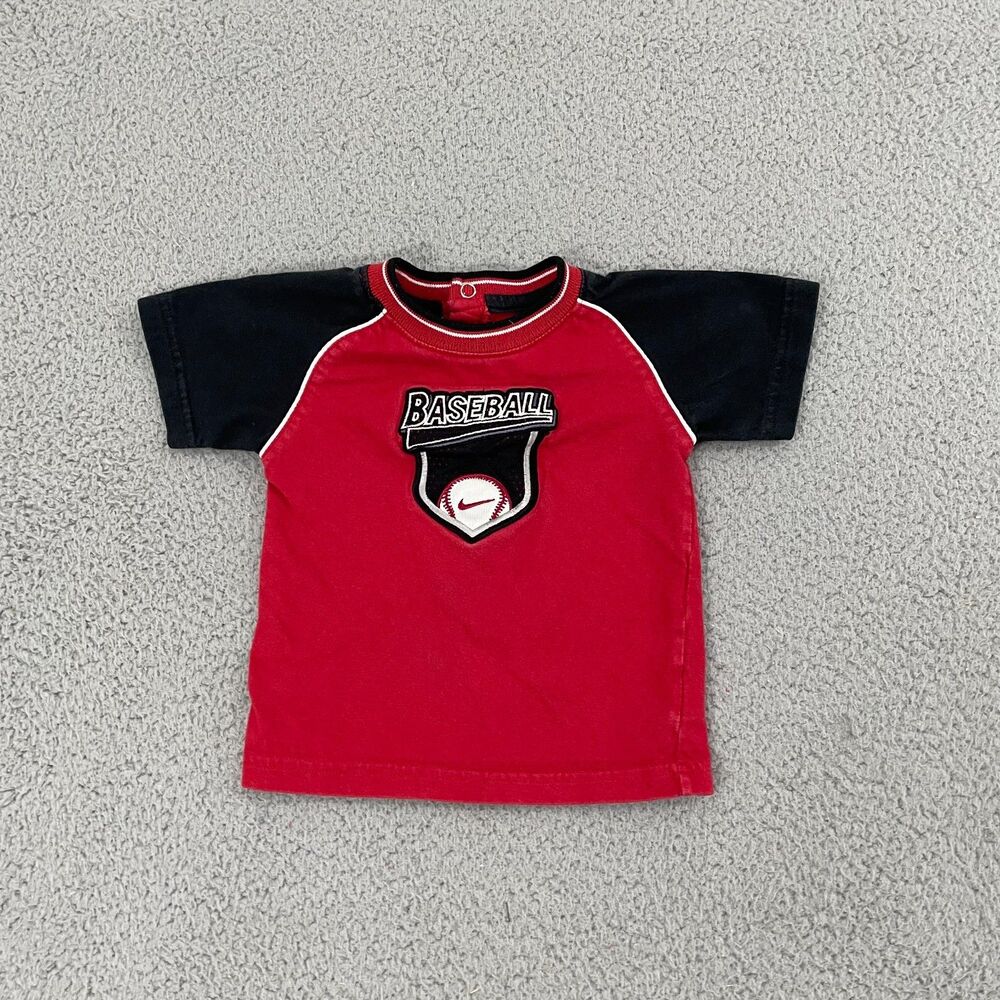 VTG Nike Baseball Shirt Infant 12m Red Short Sleeve